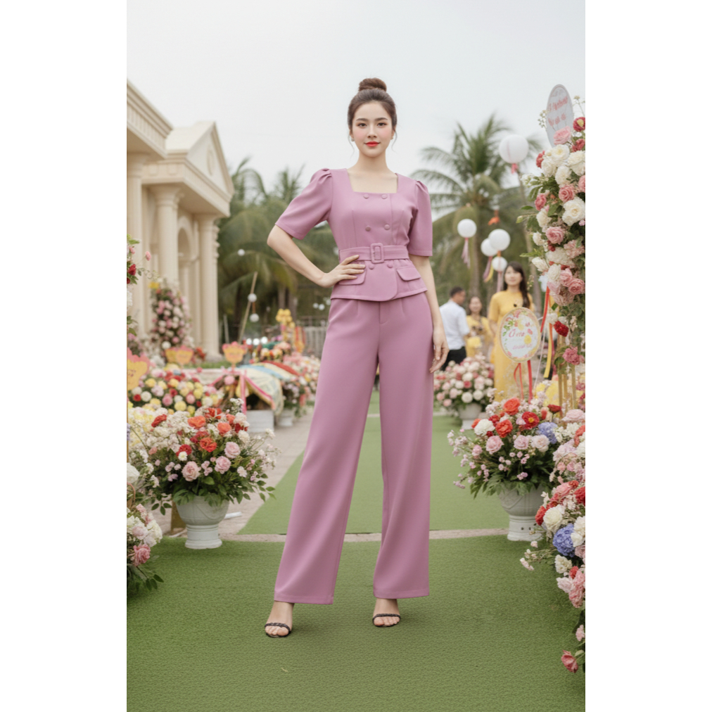 กางเกงและเสื้อคอยู Set SJ1164 SAIGON Style