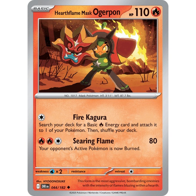 [การ์ดโปเกมอน EN] Hearthflame Mask Ogerpon 044/182 Distanced Rivals (DRI)