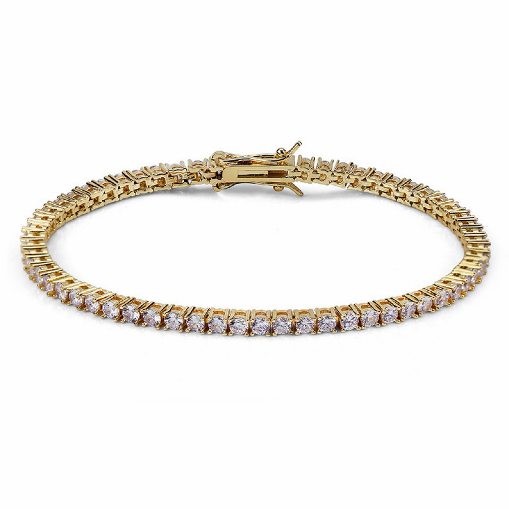 [SMAKER] TENNIS BRACELET ของแท้ วัสดุโลหะผสมเคลือบทอง-DIAMOND TENNIS BRACELET IN GOLD