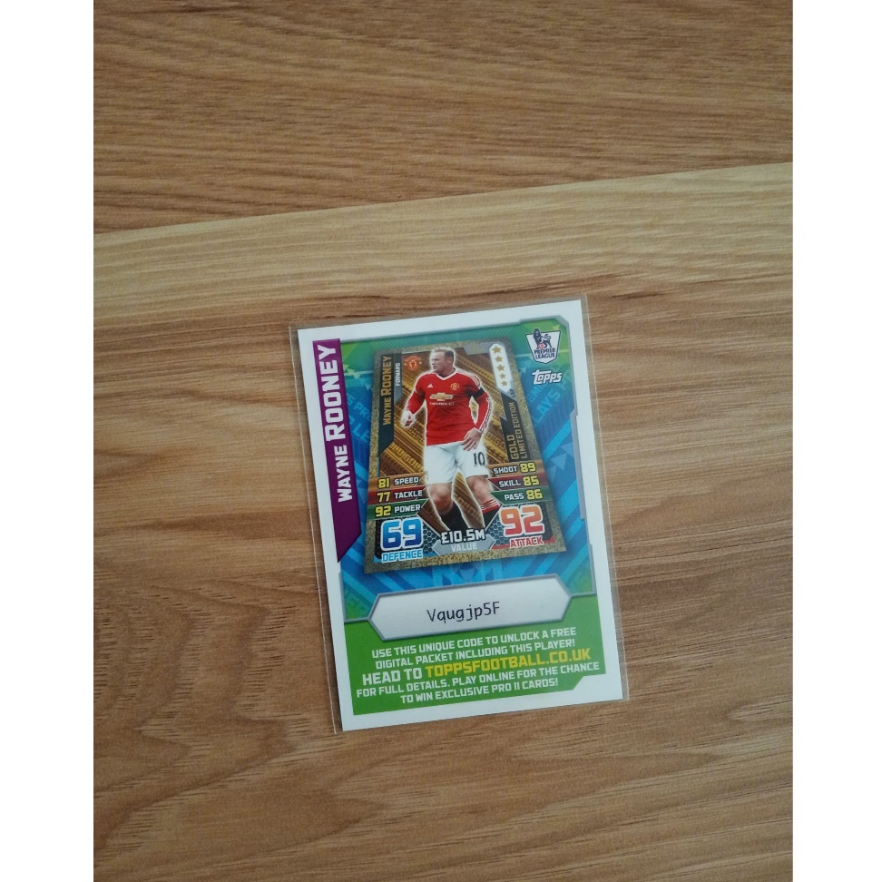 Topps Match Attax 2015/16 15/16 Live Gold Limited Edition Football Card Wayne Rooney - แมนเชสเตอร์ ย