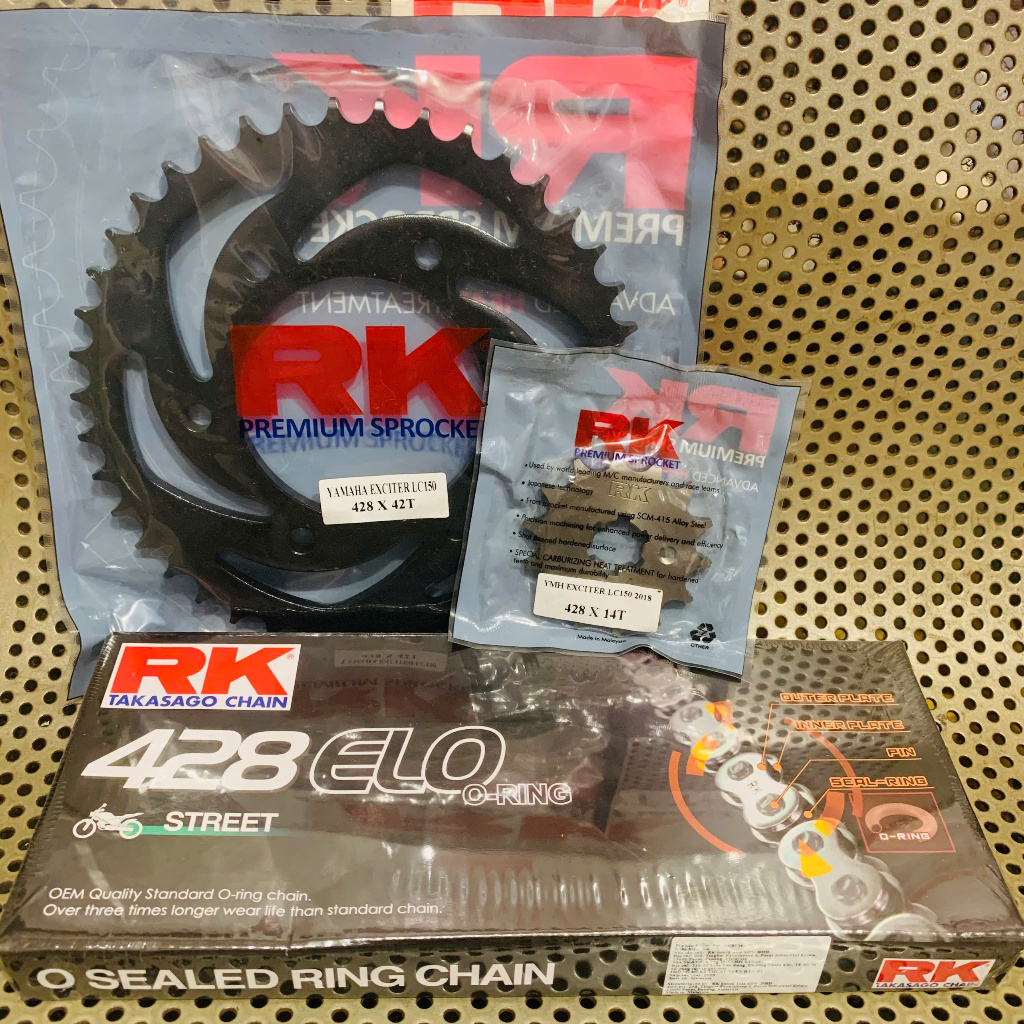 Exciter 150 / LC150 / Sniper 150 / MXKing 150 14T Sprocket - 42T Fork + RK 428ELO โอริง RK TAKASAGO 
