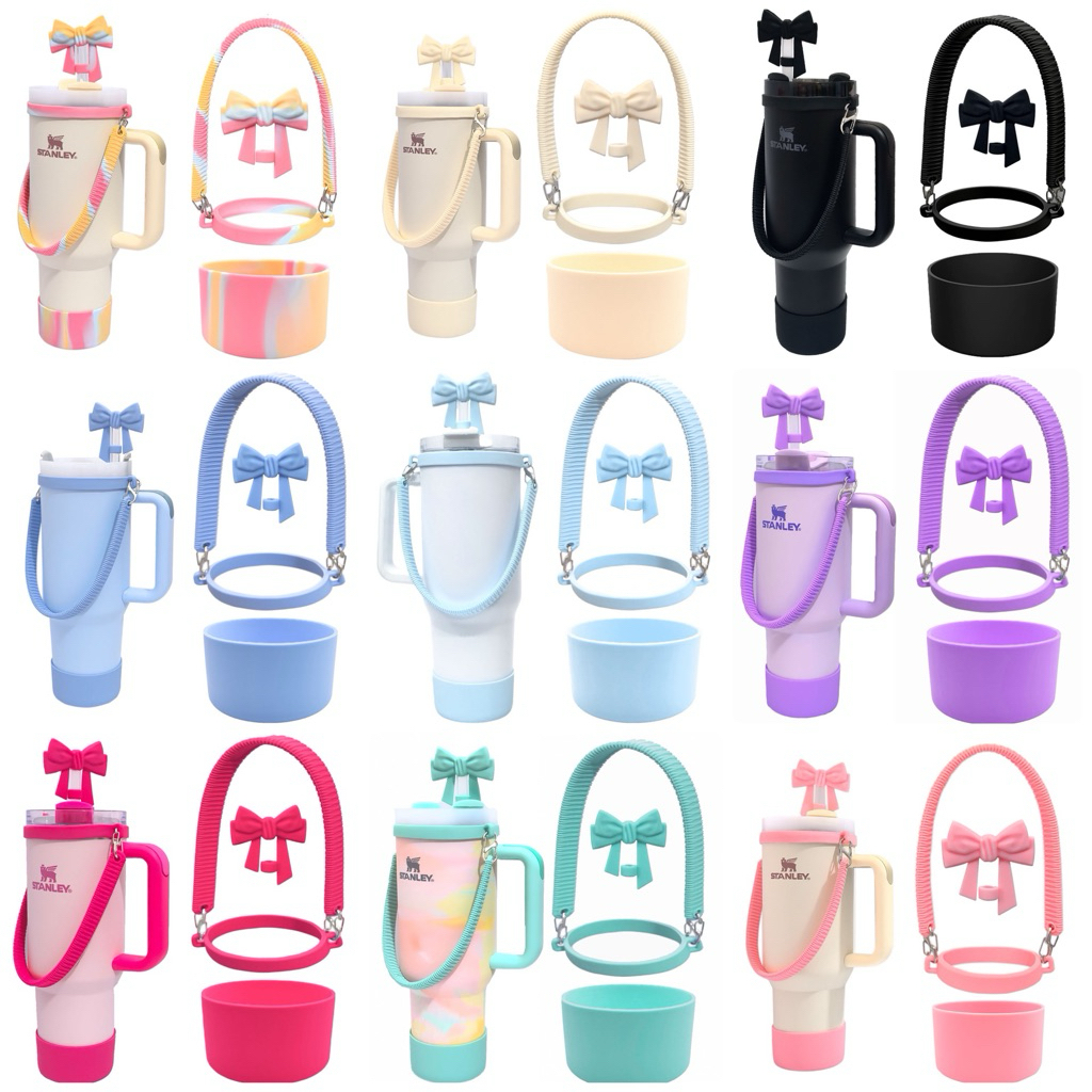 แผ่นรองแก้ว + เข็มขัดซิลิโคนขวดน้ํา owala stanley