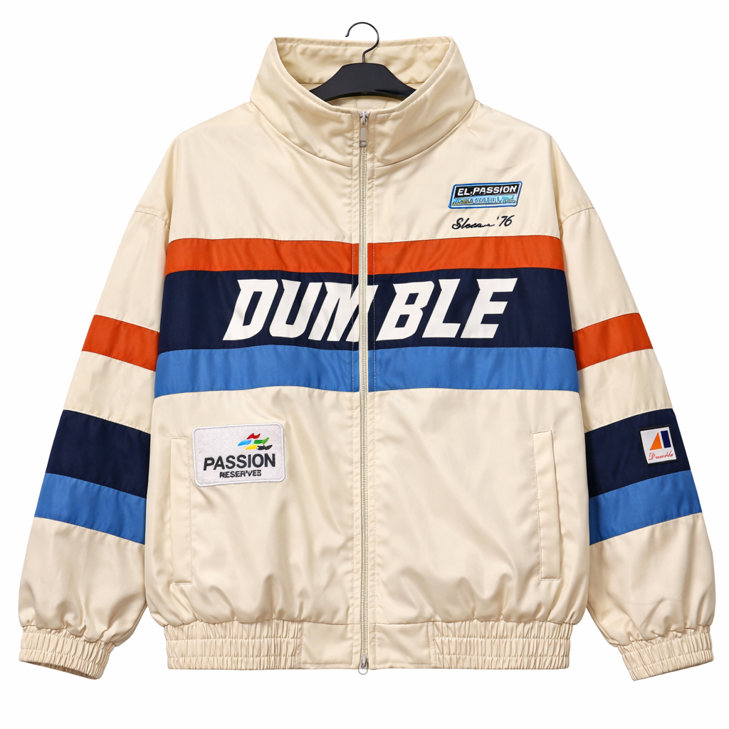 Racing Form Boxy Parachute Jacket สําหรับผู้ชายและผู้หญิง Unisex - Sporty, Dynamic, บุคลิกภาพ Streetwear Style