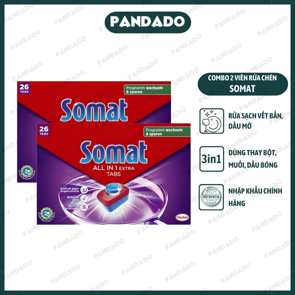 Combo 2 กล่อง Somat All In One Extra น้ํายาล้างจาน กล่อง 26 รุ่นเยอรมันใหม่
