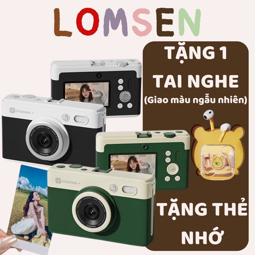 Chuzhao D1 Pro Mini Camera ถ่ายภาพทันที LOMSEN 2in1 การ์ดหน่วยความจําและกระดาษพิมพ์ - กล้องหน้าและหล