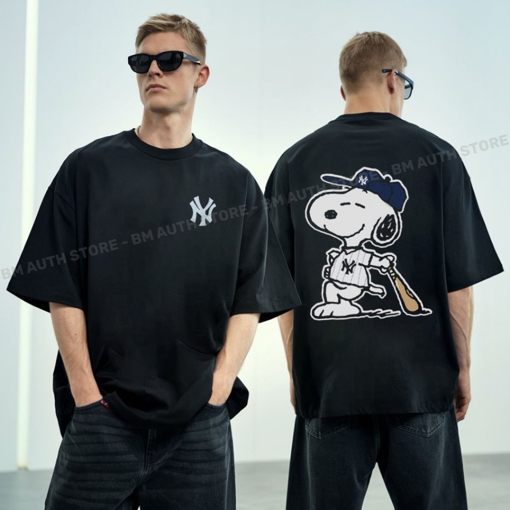 Snoopy Baseball เสื้อยืดผ้าฝ้ายทรงหลวมคุณภาพสูง Unisex BM001 - BM Authentic