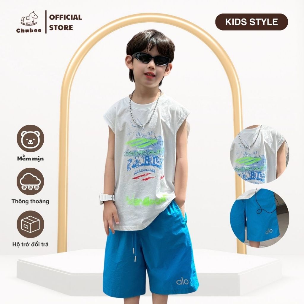 ชุดกางเกงร่ม Paris Tanktop + Blue Alo สําหรับเด็ก Chubee Boys (4–13 ปี) – B2507133