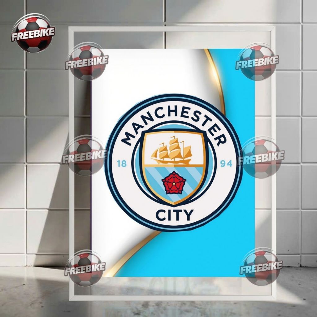 กรอบโปสเตอร์โลโก้ MANCITY พร้อมกระจกคริสตัลคุณภาพสูง