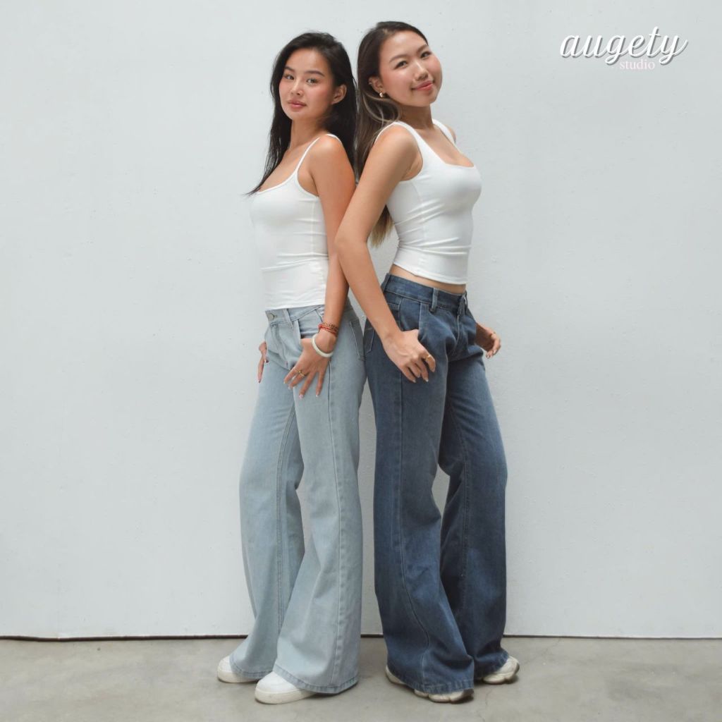 Augety Studio CICI JEANS กางเกงยีนส์ขาบาน Low-Rise