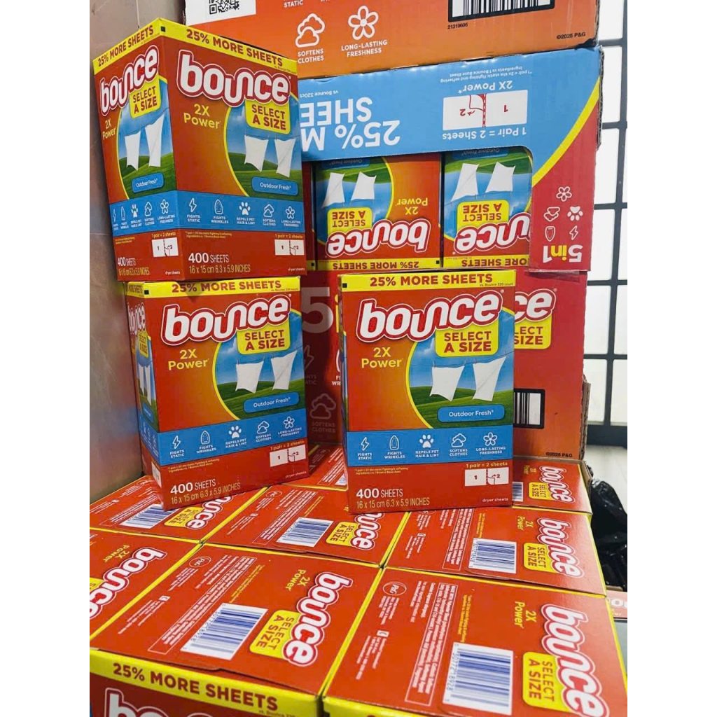 รุ่นใหม่ [กล่อง 400 แผ่น] Bounce Select Sixe 2X Power Bounce Dryer SheetsBounce Dryer Sheets – Outdo