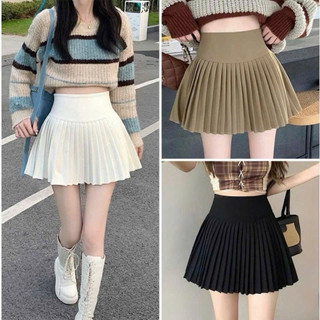 Chân váy xếp ly lưng bản to nữ chân váy cạp cao dáng ngắn cá tính hot trend