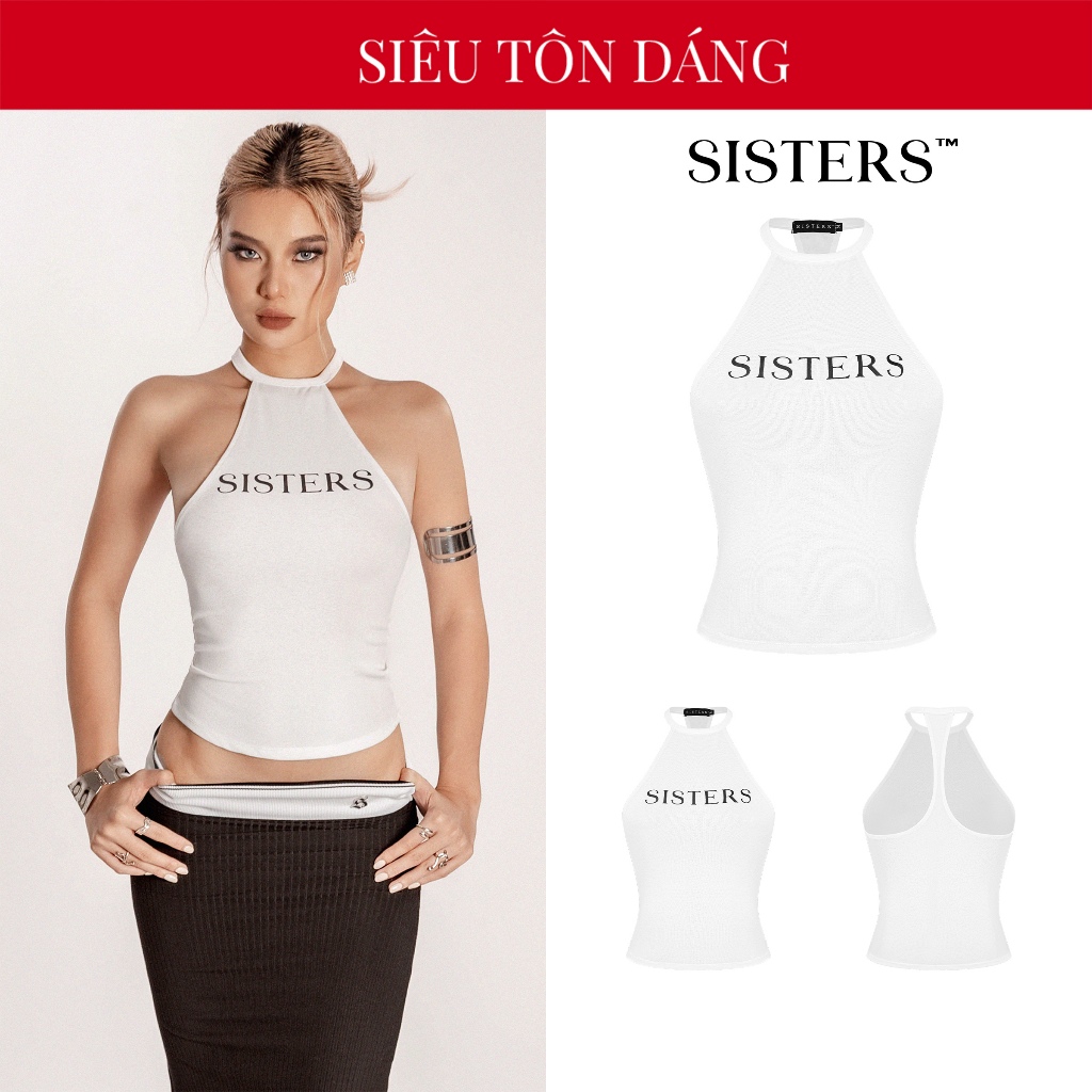 น้องสาว เสื้อท็อปคล้องคอยาวเข้ารูปวัสดุยางยืดกระดาษซีทรูบางเบาพร้อมพิมพ์ลายตัวอักษรดอกบัวเซ็กซี่ | เอสเอส-ที80