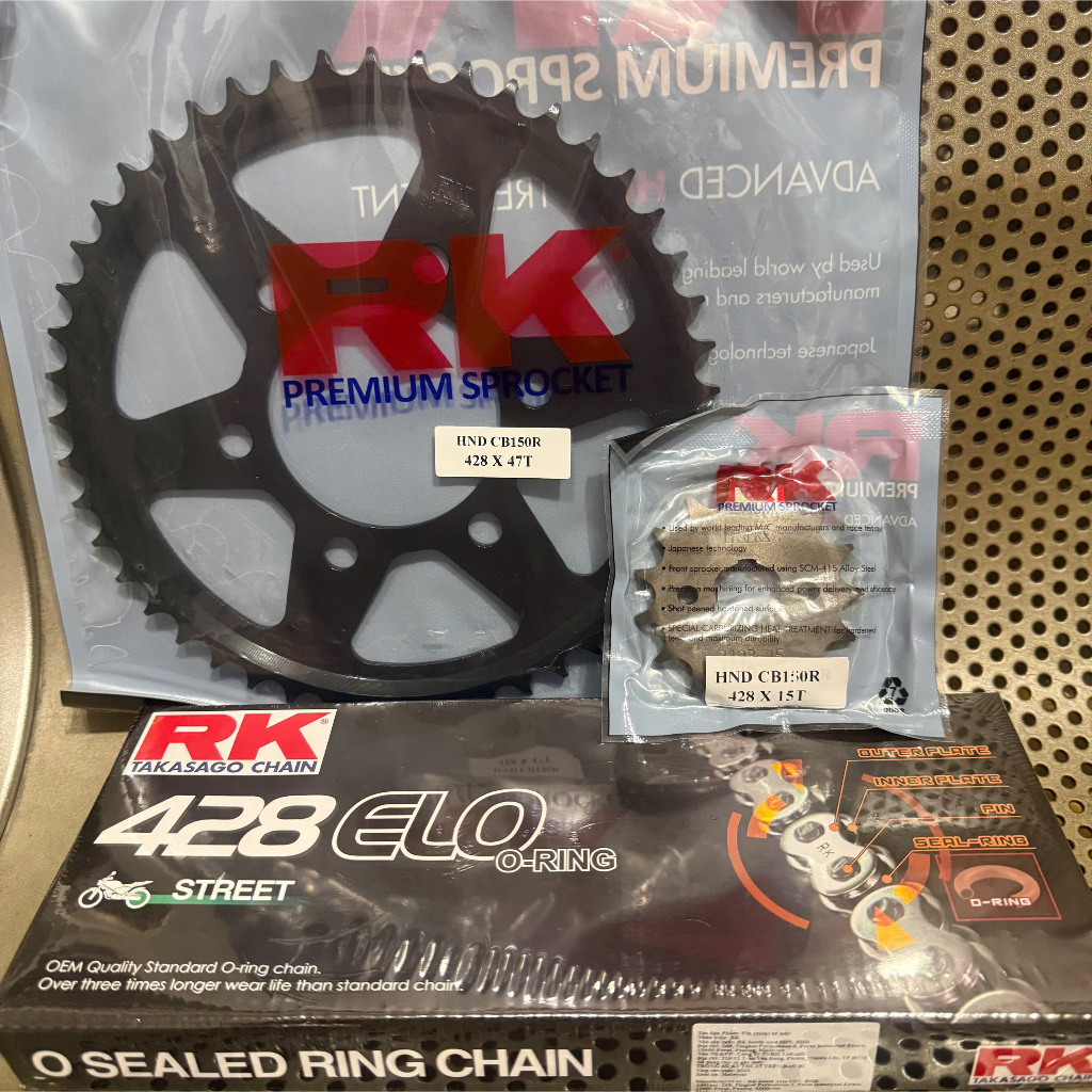 HONDA CBR150R / CB150R / CB150X 15T ชุดเฟือง + 45T 47T 428 เฟือง RK 428ELO RING ของแท้ RK