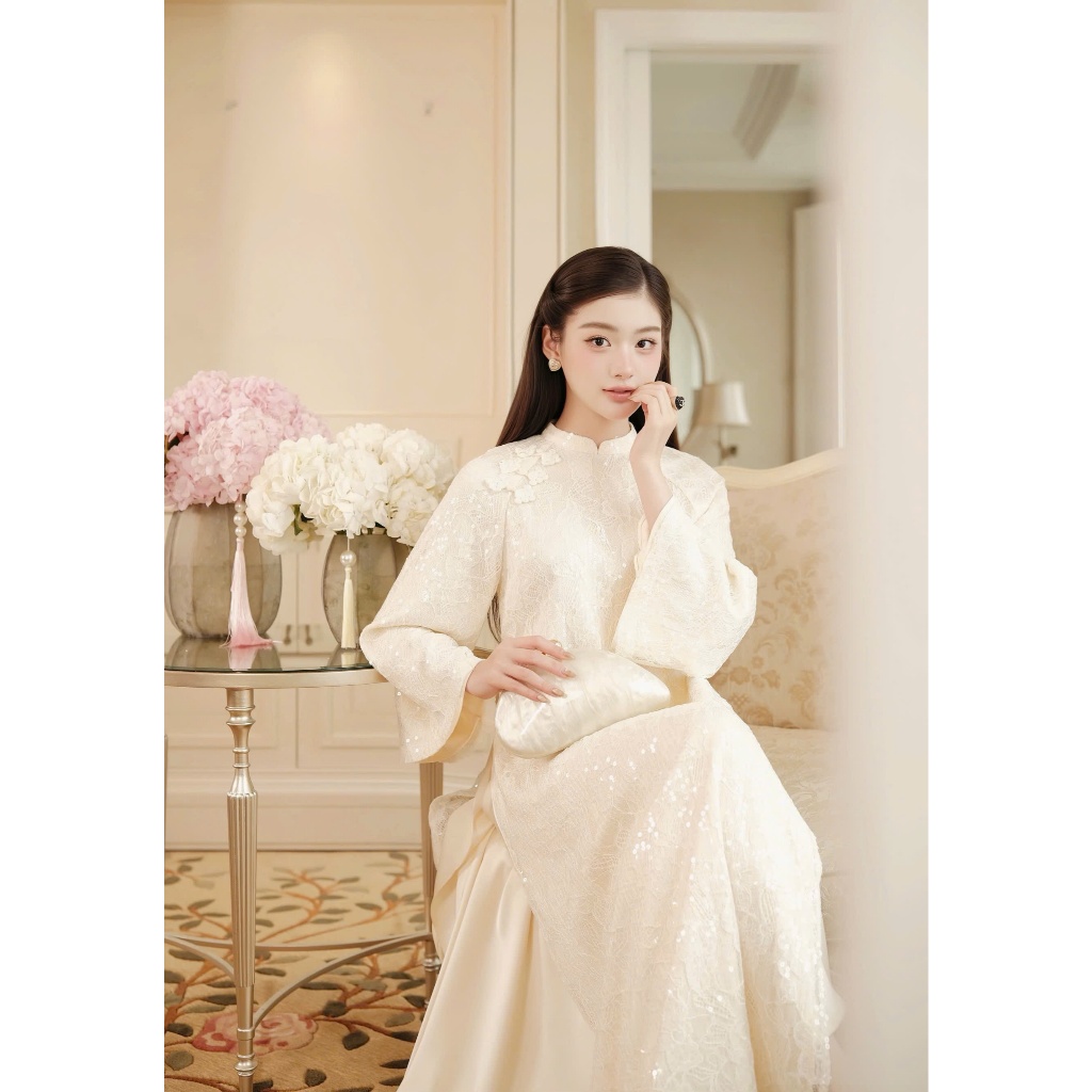 ผลิตภัณฑ์ SA Chou Chou LINLUXE LACE Ao Dai ราคา ถูกที่สุด ดีลบีเคเค แกลเลอรีภาพที่ 3