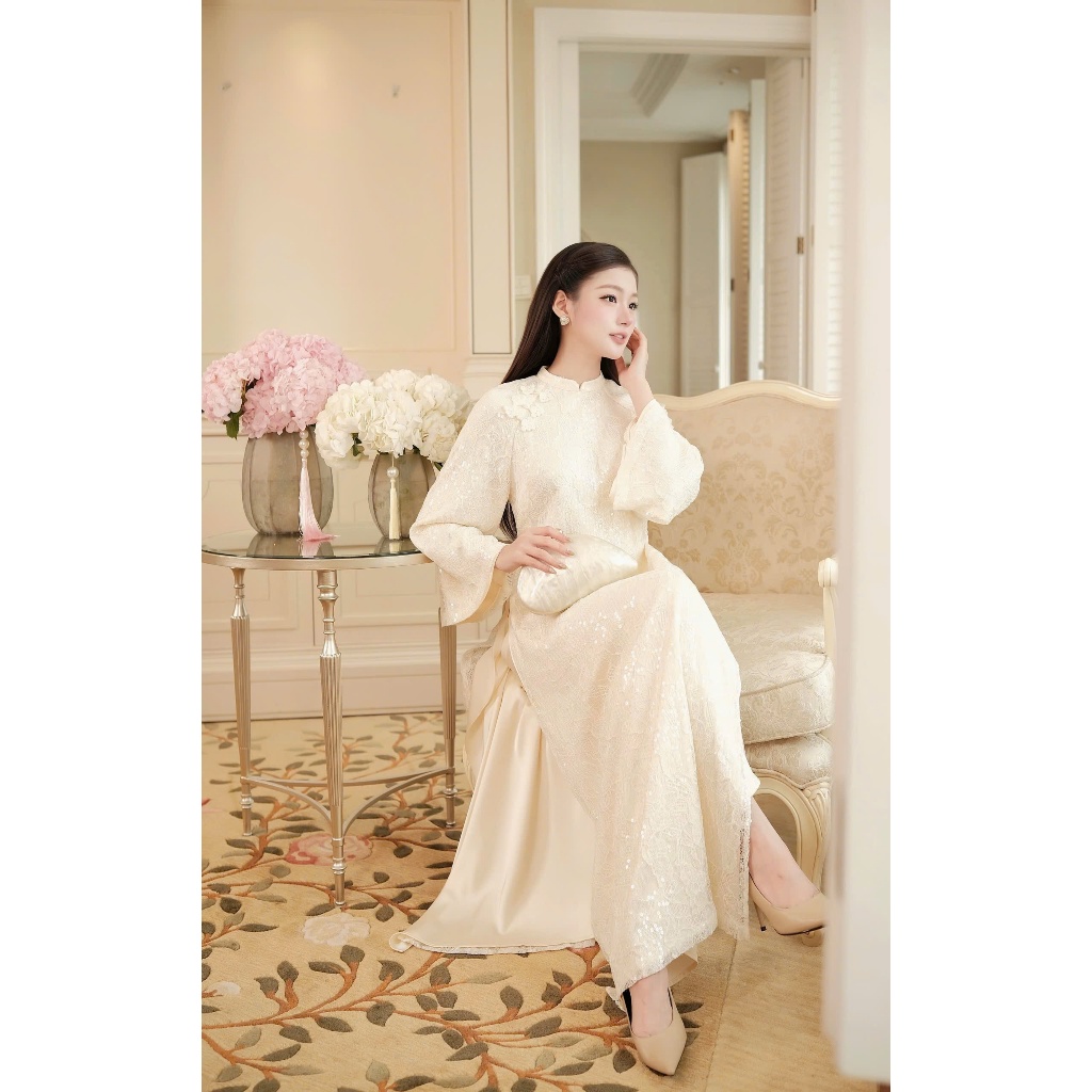 ผลิตภัณฑ์ SA Chou Chou LINLUXE LACE Ao Dai ราคา ถูกที่สุด ดีลบีเคเค แกลเลอรีภาพที่ 5