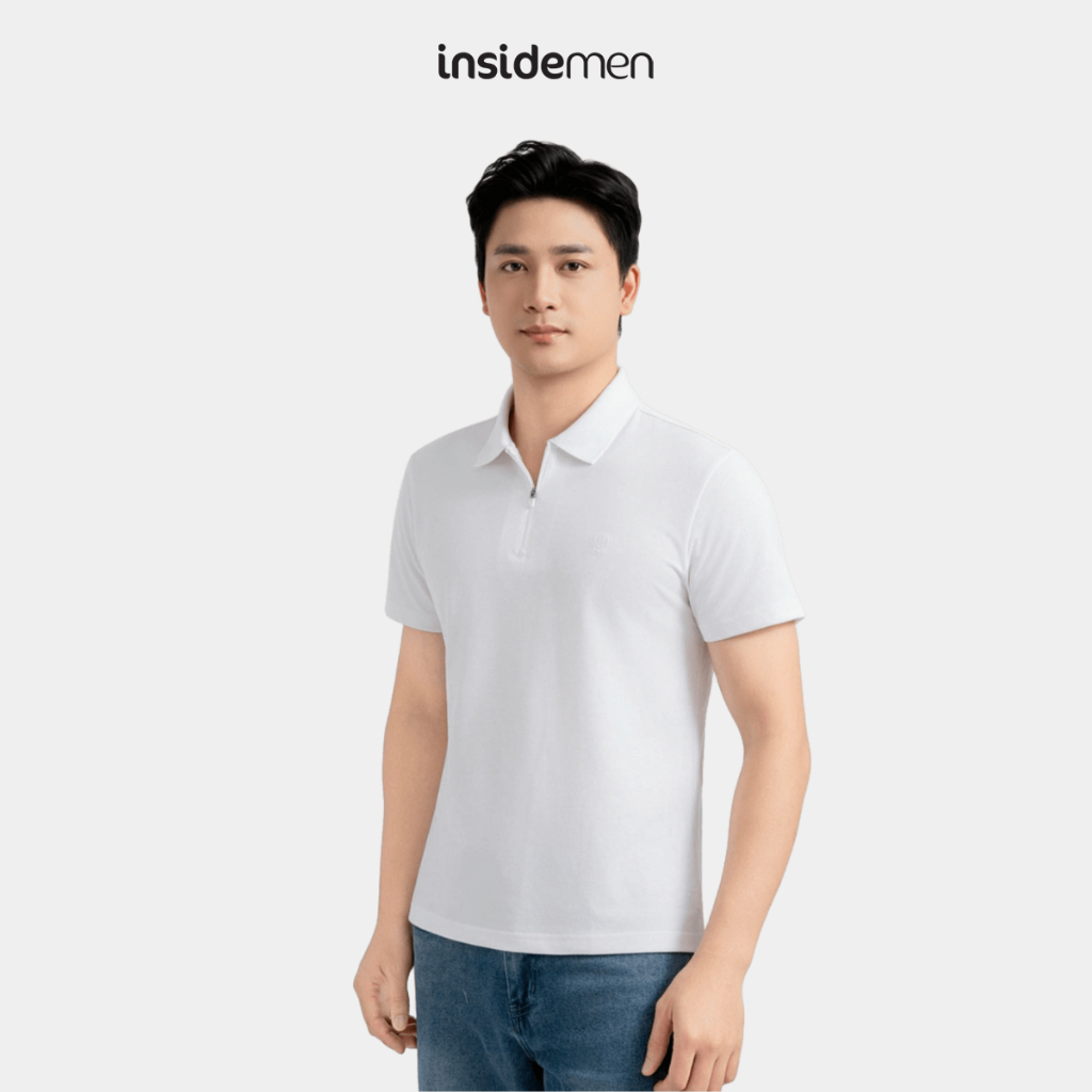 Insidemen เสื้อโปโลผู้ชาย ผ้าคอตตอนเนื้อนุ่ม หรูหราและสง่างาม ดีไซน์ Regular Fit IPS095EDP01