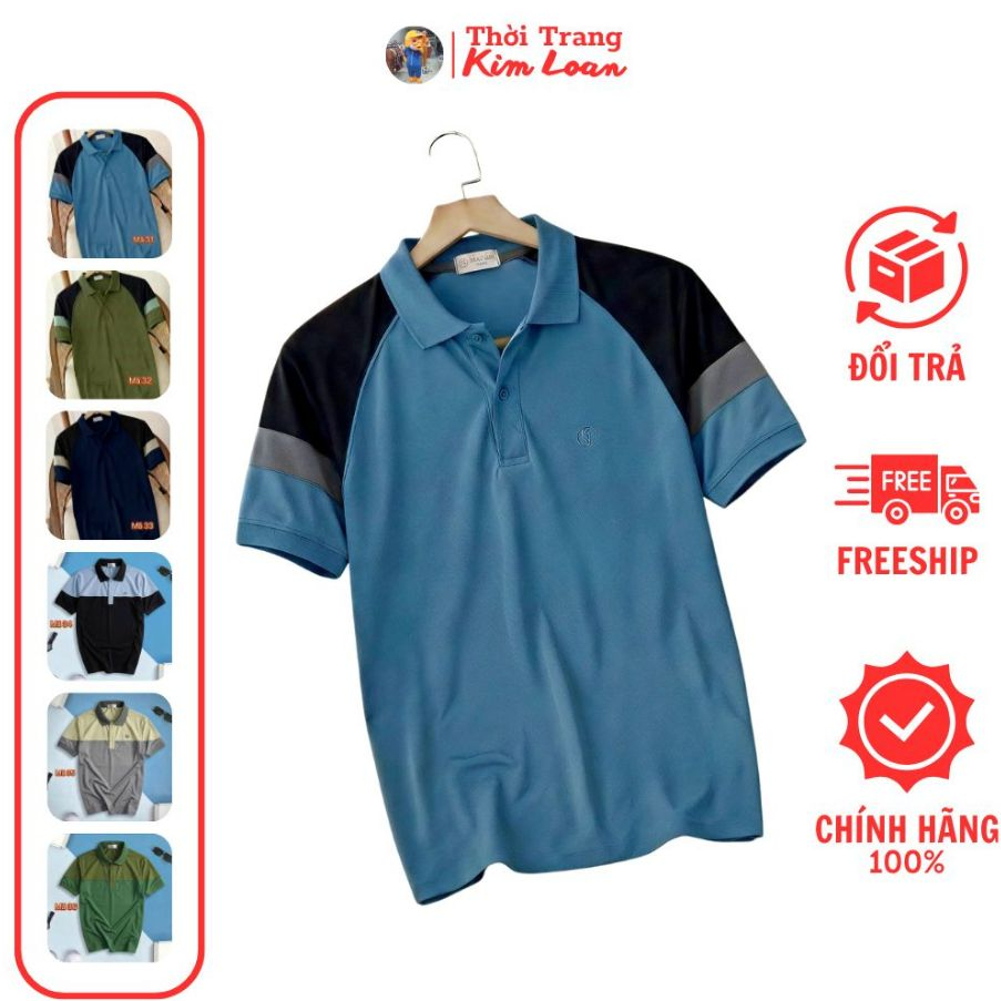 [รหัส 31, 32, 33, 34, 35, 36] - KIM LOAN FASHION เสื้อโปโลผู้ชาย คอปกเปิดโล่ง หรูหรา หนังจระเข้เรียบ