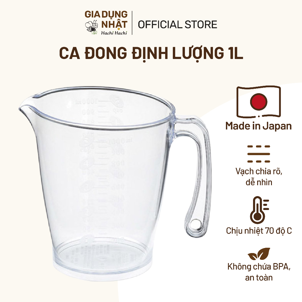 ถ้วยตวงญี่ปุ่น Inomata 1L, ปลอดสาร BPA - เครื่องใช้ในครัวเรือนญี่ปุ่น Hachi Hachi
