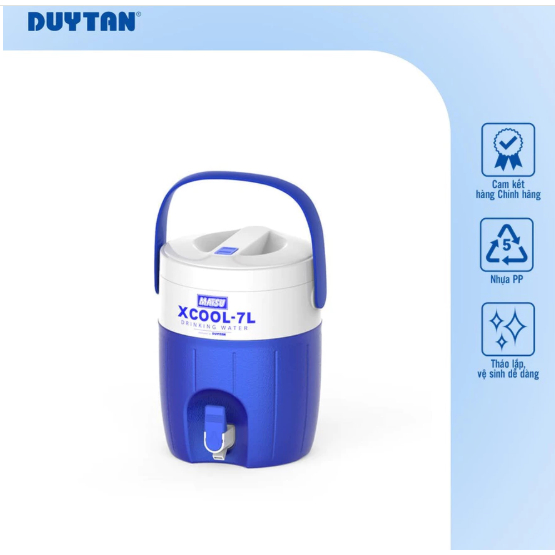 Xcool 7 DUY TAN กระติกน้ําแข็งพลาสติก PP เก็บความเย็นได้นานถึง 24 ชม. มีหูหิ้ว ตู้กดน้ํา