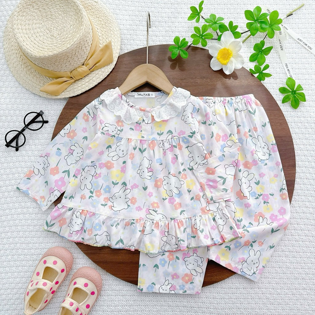 สค ชุดโทเล่กระดุมแขนยาวน่ารักสําหรับเด็กผู้หญิงทําจากผ้าลินินผิวนุ่มสองชั้น