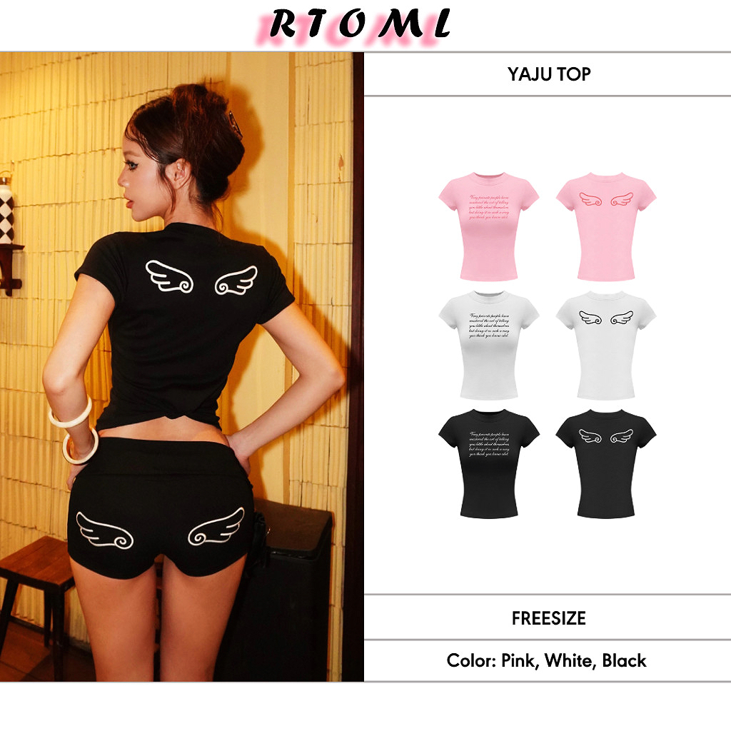 (24h Delivery) Bodycon Angel Baby Tee - ผ้ายืดสองทาง y2k เสื้อยืดแบรนด์ท้องถิ่น - RTOML