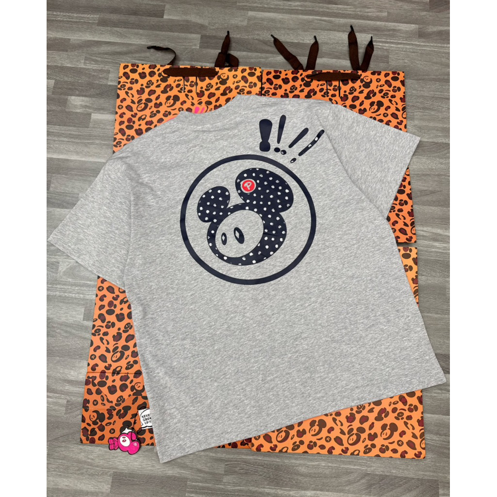 PopPop Mascot PP Polka Dot สีเทาเสื้อยืด (ห่อป้ายใหม่)