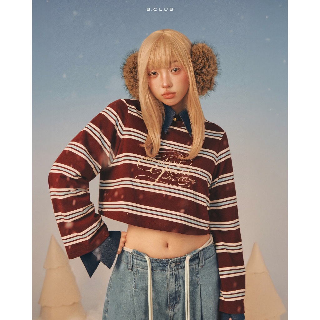 [ B.Club ] - " Big - Red - Chunks Top " - เสื้อยืดแขนยาว - A659