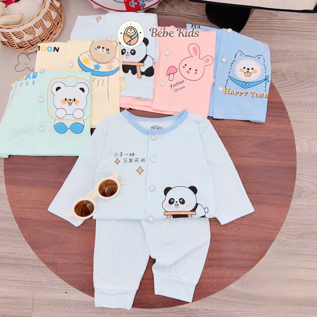 (ข.03) คอมโบ ชุดทารกแรกเกิดยางยืดแขนยาว 3/5 VTKIDS พร้อมปุ่มกลาง ชุดสี สําหรับทารกตั้งแต่ 3-9 เดือน