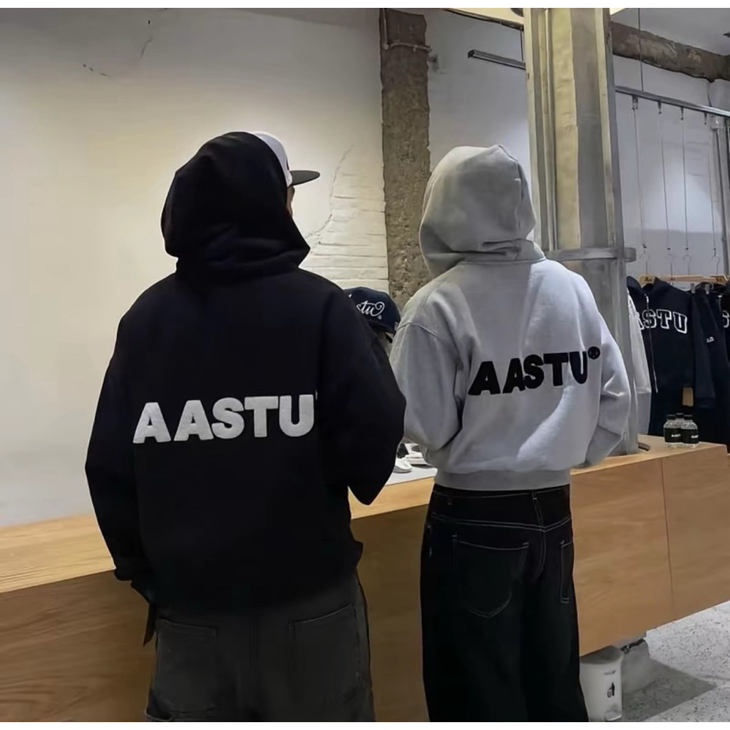 AASTU LOGO HODIE ZIP เสื้อเชิ้ตปักลายเร้าใจสามสี ดํา / เทา / น้ําเงิน (ห่อป้ายใหม่)