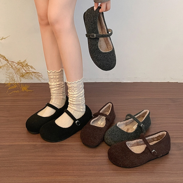 KICHI รองเท้าสักหลาดบุขนเทียม รองเท้ากันหนาว viber Da Lat สําหรับผู้หญิง D02