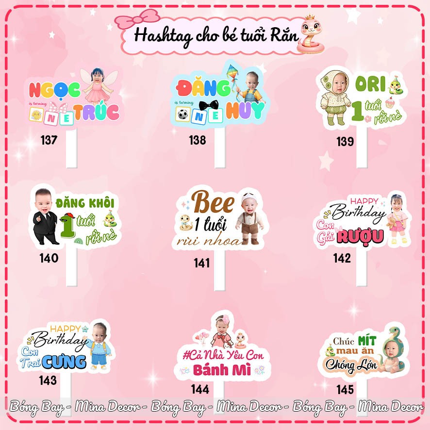 (1) Birthday Hashtag สําหรับ Snake Age Baby, Cute Baby Shower Hashtag