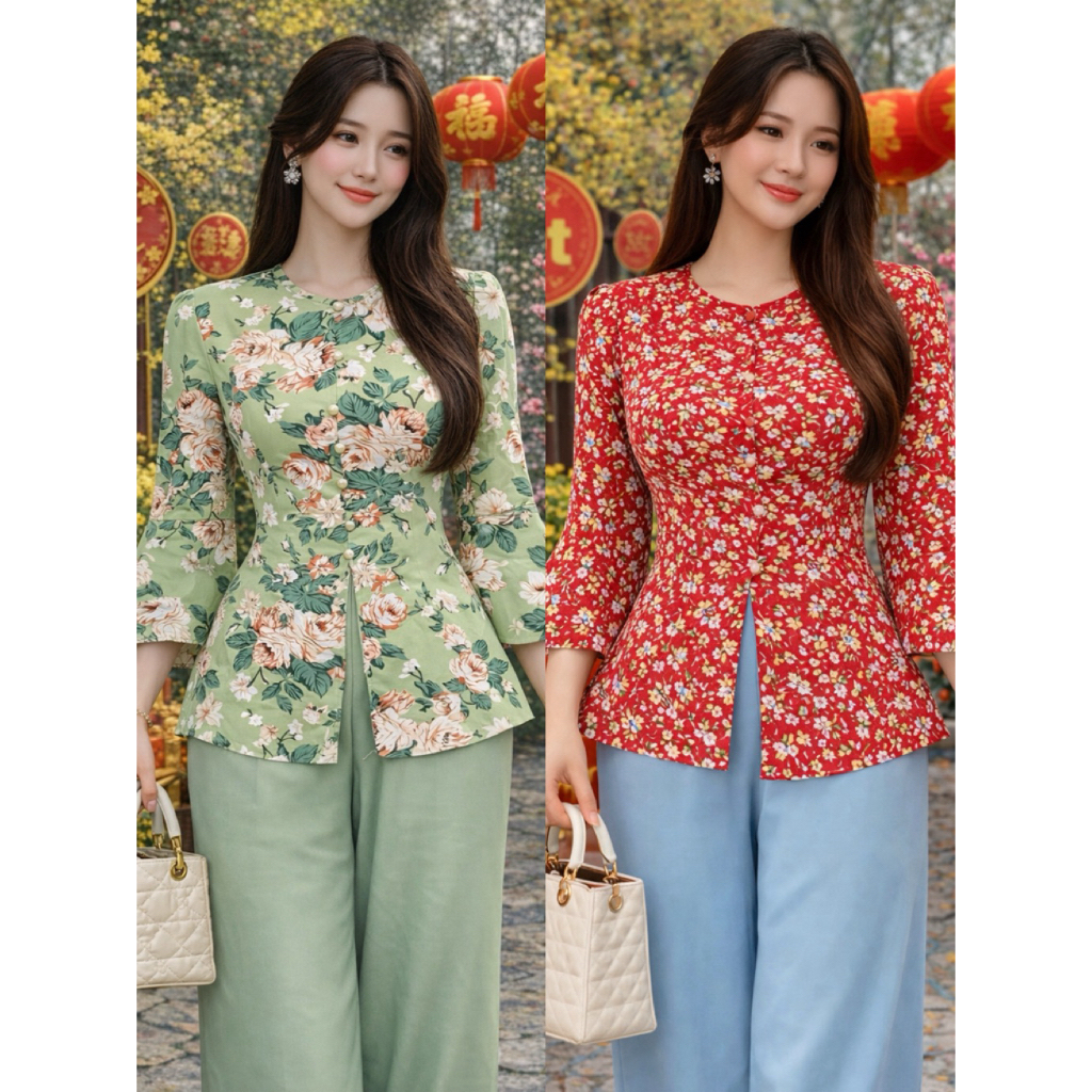 Ba Ba Flared Sleeve Set - ผ้าไหมมะม่วงคุณภาพสูง - Freesize 45-58Kg