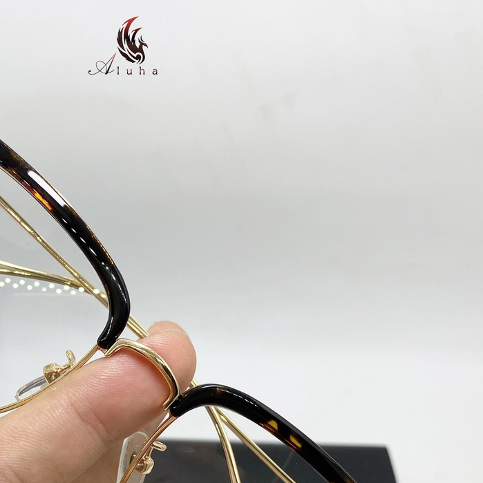 กรอบแว่นตา unisex รูปทรง Clubmaster เกาหลีพร้อมแกะสลักละเอียดอ่อน แว่นนักเรียน - K0018 - Aluha