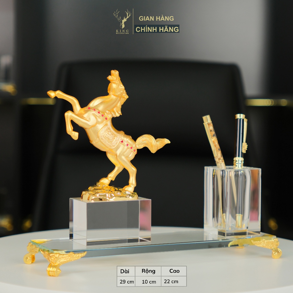 เคสปากกาธุรกิจ Ma Dao Thanh Cong VIP, ทองแดงชุบทองวัสดุและคริสตัล K9 คุณภาพสูง, ที่ใส่ปากกาตั้งโต๊ะ