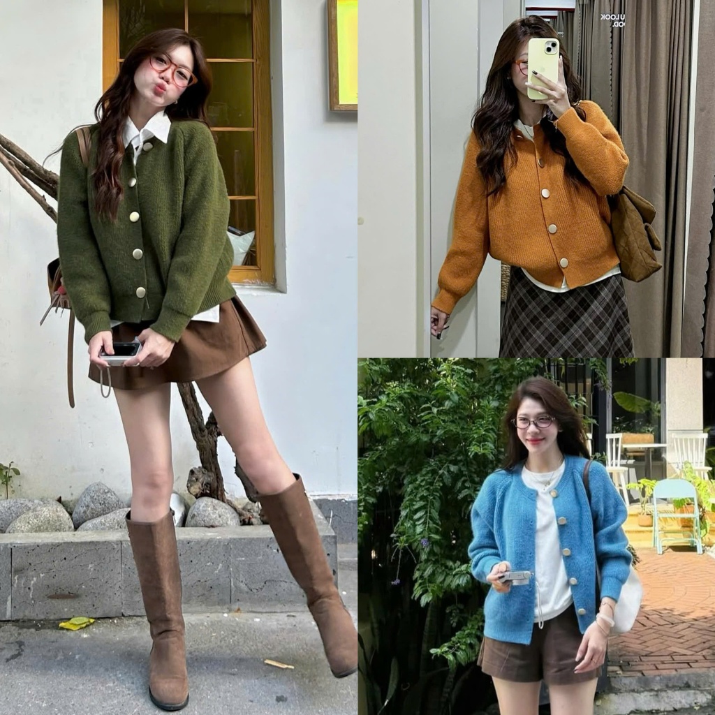 (OLDSCHOOL PHOTO) คาร์ดิแกนกระดุมหนา QC3539 NABI CARDIGAN