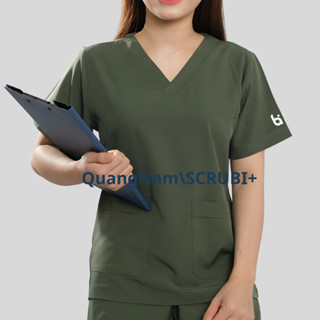 ชุดสครับหมอ ชุดสปา ผ้ายืด แบรนด์สครับ+สไตล์คอวี สินค้ายอดนิย…