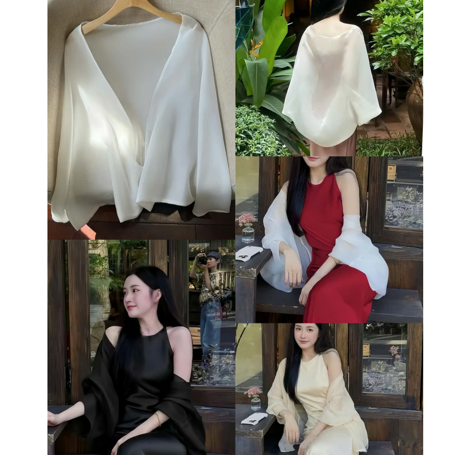 ALICE FABRIC HOUSE ผ้าคลุมปีกค้างคาวไหล่ชีฟองเนื้อนุ่ม คุณภาพสวย มีหลายสี สวยสุดๆ