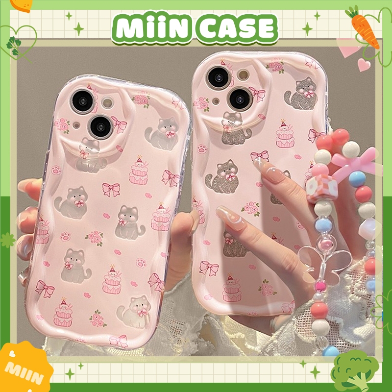 เคสไอโฟน Cake And Cat ขอบยาง กันกระแทก ป้องกันกล้อง - iP 7/8/X/XS/11/12/13/14/15/16/17/Plus/Pro/Max/