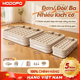 🏆🏆MODOFO Nệm hơi, đệm hơi gấp gọn 1/2/3 Người, Tặng gối và máy bơm sạc 【Bảo hành trọn đời+TẶNG TÚI ĐỰNG】