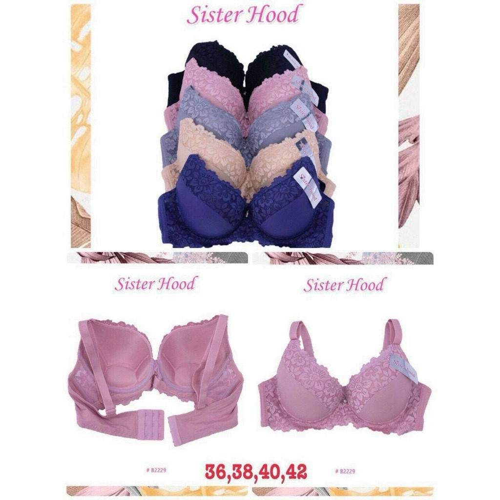 Sisterhood 2229 Thai BRA - ลูกไม้เรียบ ฟองบาง underwire ความจุหน้าอก เว้าอก C-Cup Bigsize - Womens B