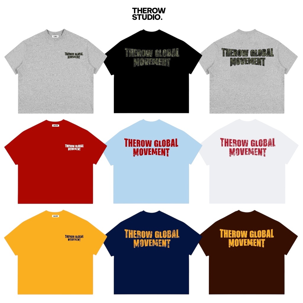 TR4 THEROW Boxy เสื้อยืดแบรนด์ท้องถิ่นแขนสั้นผ้าฝ้าย 250gsm "MOVEMENT" Unisex หลวมรูปแบบเสื้อยืดผู้ช