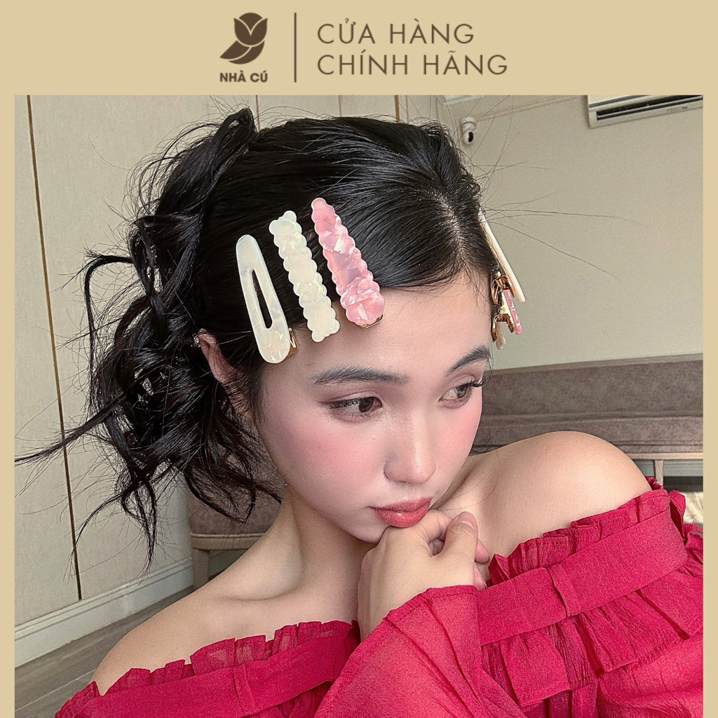 ชุดกิ๊บติดผม Cus Bangs 2 ชิ้น OWL HOUSE Mother of Pearl Coquette Style Luxury Y2K เกาหลีน่ารัก 6149 