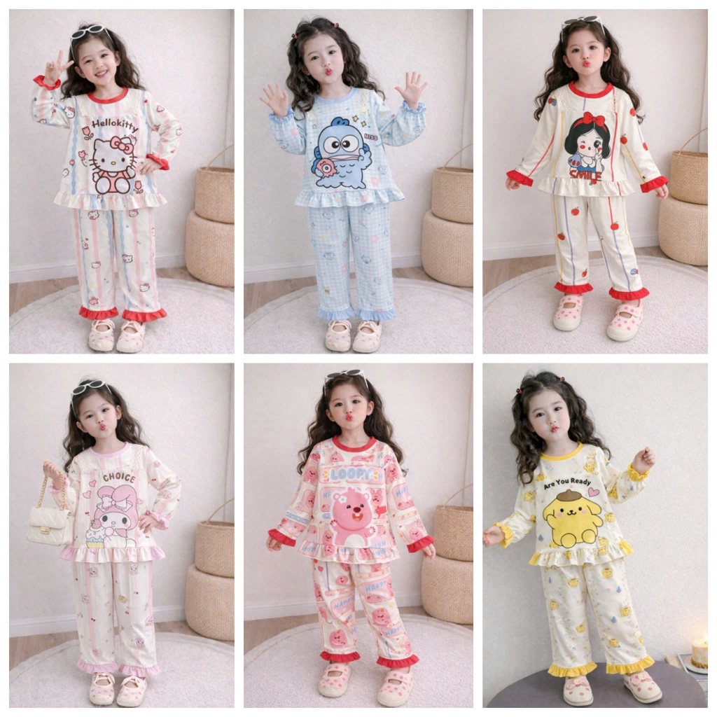 [Mikoj] Girls Long Set 168dx Cute Lace 7-28kg Ruffled Sleeves-Ruffled Pants with Sharp Little Flower