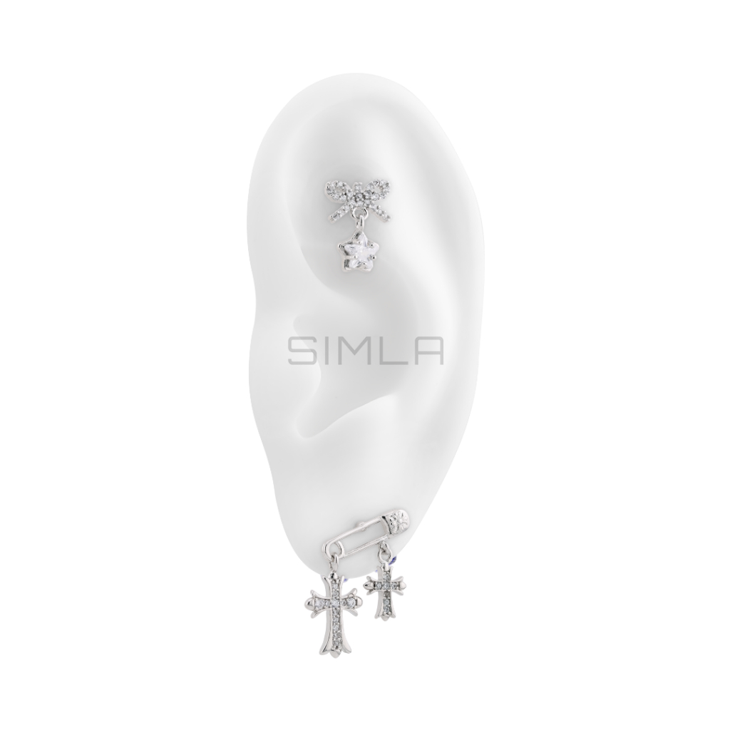 CVD ต่างหูรูปดาวโบว์/ต่างหูไม้กางเขนใน Stainless Steel - Simla Alloy (ชิ้น) - Simla Body Jewelry