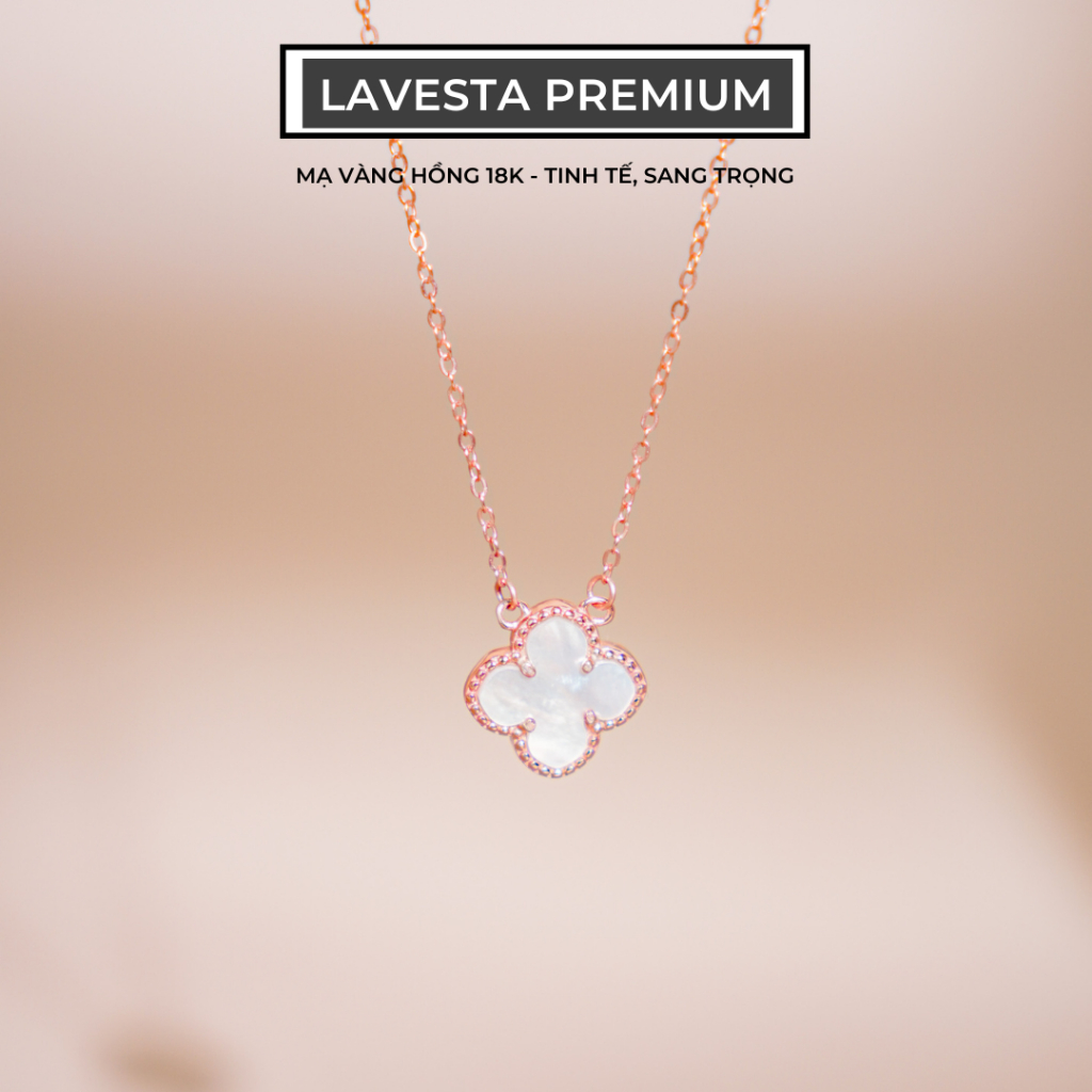 LAVESTA LAV203 Ophelia สร้อยคอเงินผู้หญิงชุบทองกุหลาบคุณภาพสูงพร้อมหน้าโคลเวอร์ 4 ใบ ดีไซน์หรูหราและ