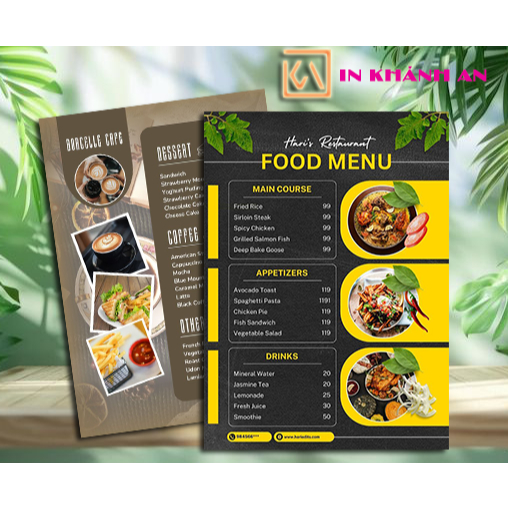 PRINT MENU A5 PRESSED MILK TEA, SPA, HAIR, BAR