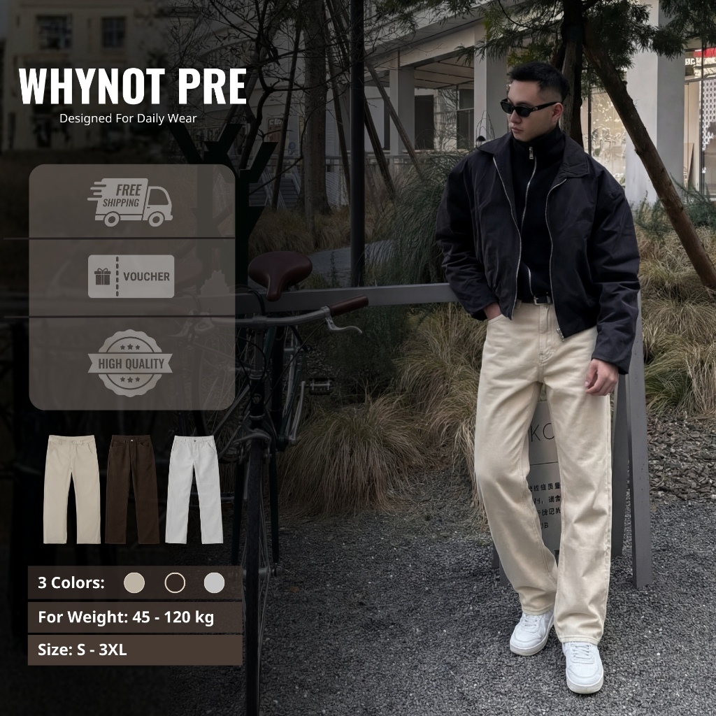 ผู้ชาย BEIGE KAKI JEANS - WHYNOT PREMIUM - BEIGE STRAIGHT KAKI PANTS