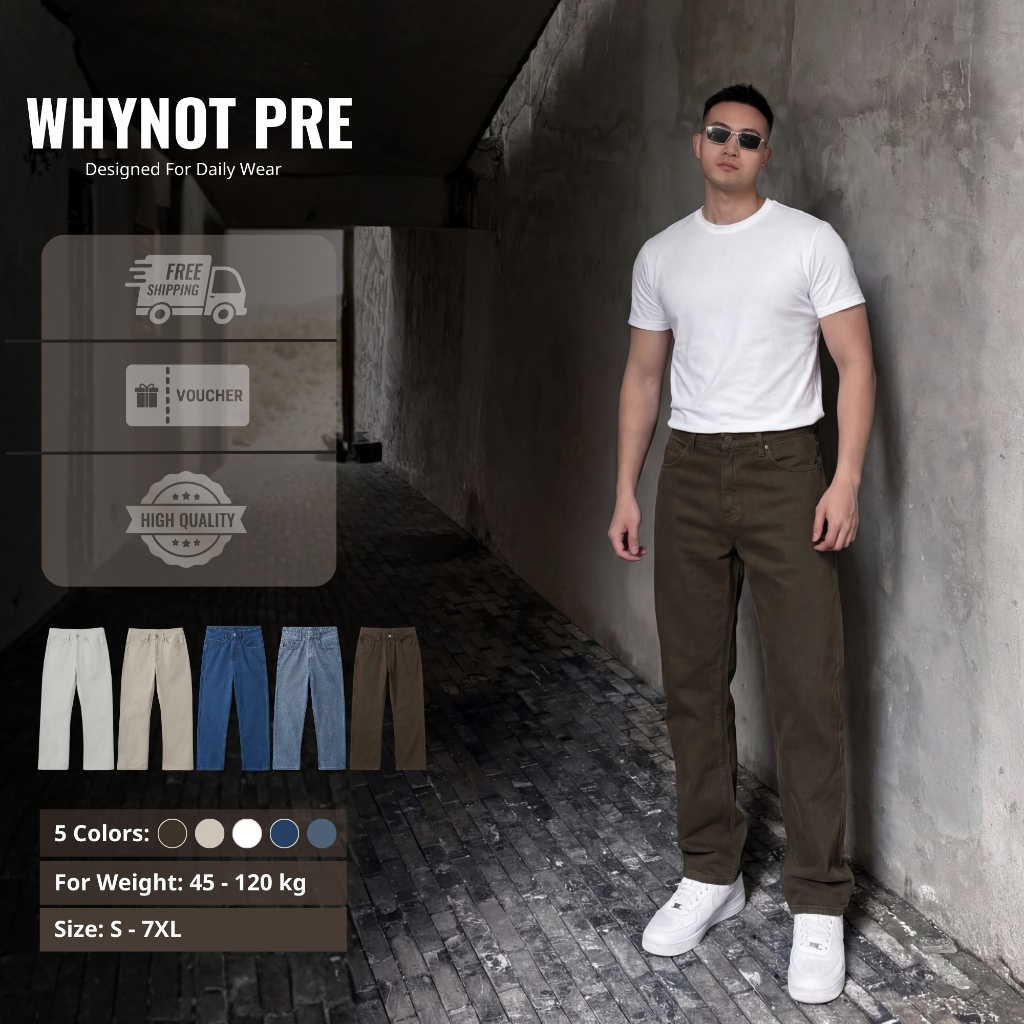 ผู้ชาย BROWN BASIC KAKI JEANS - WHYNOT PREMIUM - BROWN REGULAR KAKI PANTS