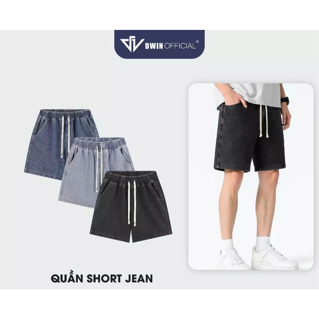 [Peinn] DWIN กางเกงยีนส์ขาสั้นผ้าฝ้ายสําหรับผู้ชายและผู้หญิงกางเกงขาสั้นยีนส์ผ้าฝ้ายล้างขั้นพื้นฐานห