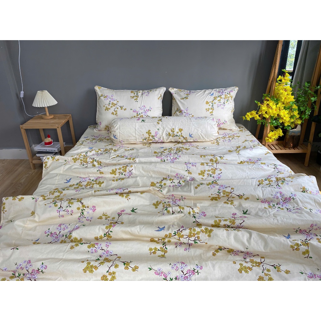 ชุดปลอกหมอน KHA LY - ผ้าฝ้ายธรรมชาติ - VN416 Dao Vang